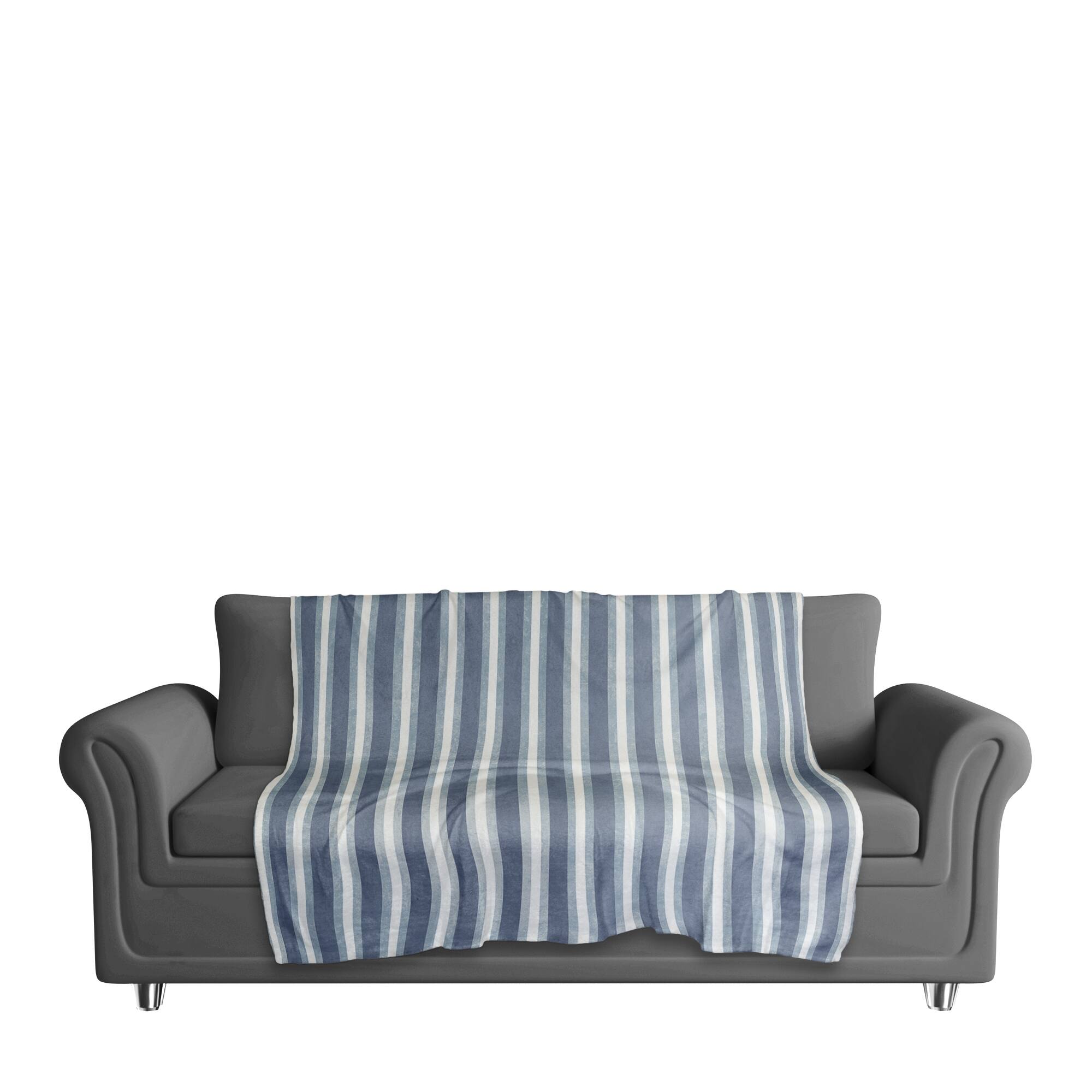 Blue Stripes Sherpa Fleece Blanket